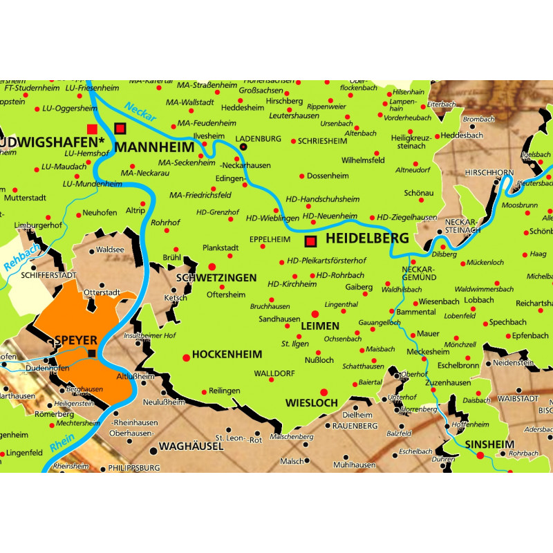 Karte der Kurpfalz